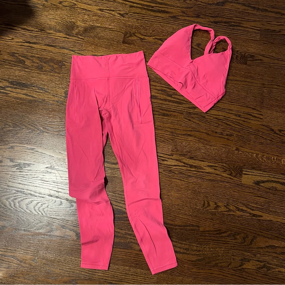 Athleta Pink Leggings and Bra - Size Small